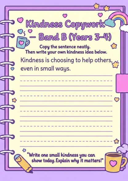 Free Kindness Copywork Pack (K–6)