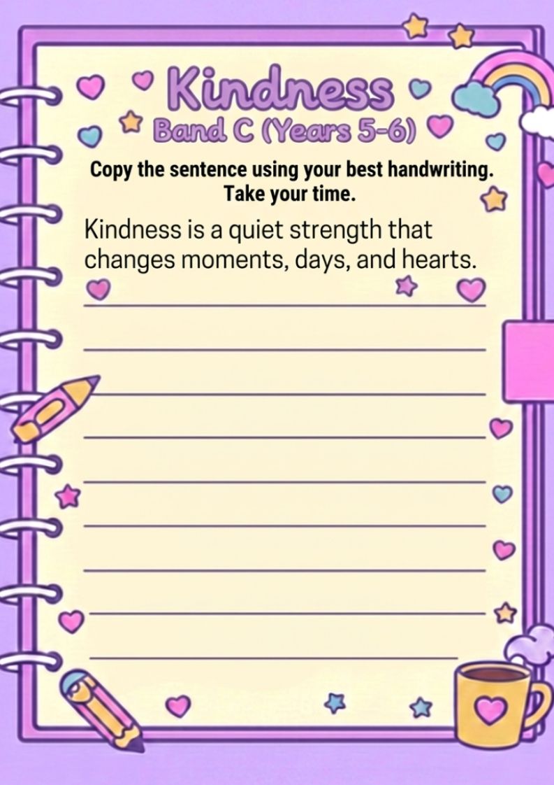 Free Kindness Copywork Pack (K–6)