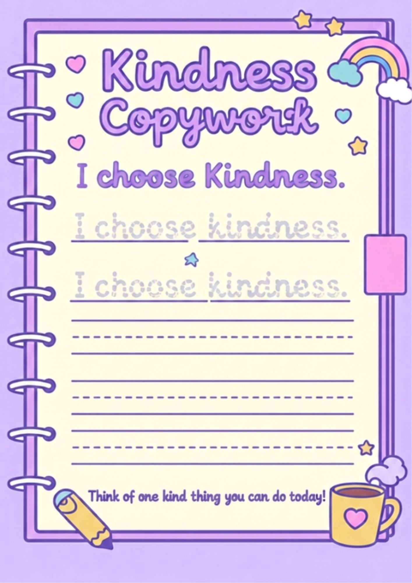 Free Kindness Copywork Pack (K–6)
